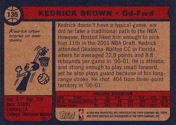 2001-02 Topps Heritage #135 Kedrick Brown Back