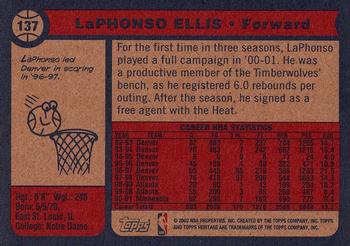 2001-02 Topps Heritage #137 LaPhonso Ellis Back