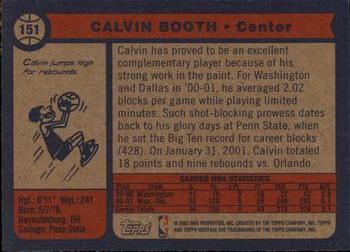 2001-02 Topps Heritage #151 Calvin Booth Back