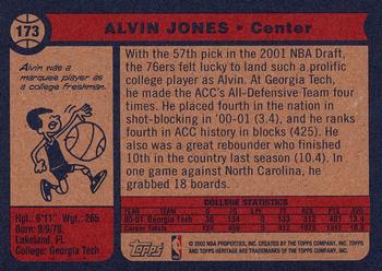 2001-02 Topps Heritage #173 Alvin Jones Back