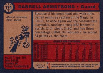 2001-02 Topps Heritage #174 Darrell Armstrong Back