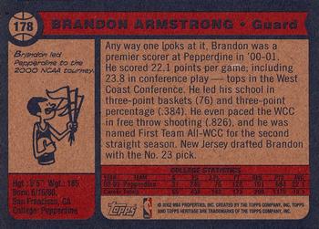 2001-02 Topps Heritage #178 Brandon Armstrong Back