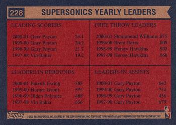 2001-02 Topps Heritage #228 Gary Payton / Shammond Williams / Patrick Ewing Back