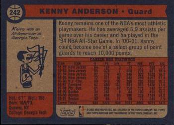 2001-02 Topps Heritage #242 Kenny Anderson Back
