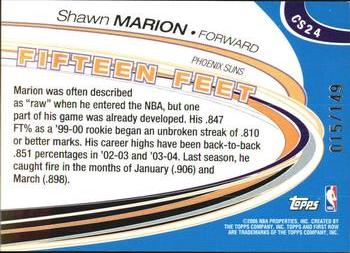 2005-06 Topps First Row - Charity Stripe #CS24 Shawn Marion Back