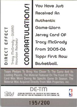 2005-06 Topps First Row - Direct Effect #DE-TM Tracy McGrady Back