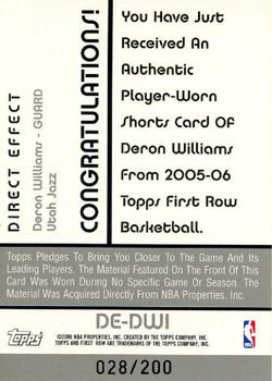 2005-06 Topps First Row - Direct Effect #DE-DWI Deron Williams Back