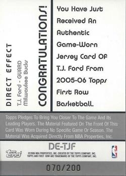2005-06 Topps First Row - Direct Effect #DE-TJF T.J. Ford Back