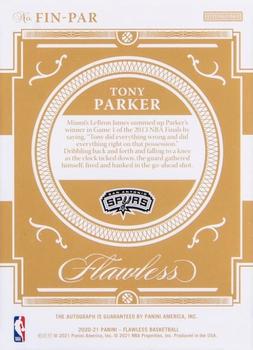 2020-21 Panini Flawless - Flawless Finishes Ruby #FIN-PAR Tony Parker Back