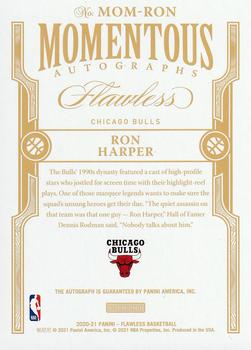 2020-21 Panini Flawless - Momentous Autographs Platinum #MOM-RON Ron Harper Back