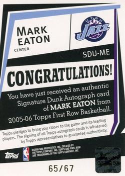 2005-06 Topps First Row - Signature Dunk #SDU-ME Mark Eaton Back
