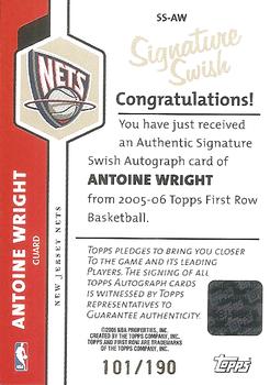 2005-06 Topps First Row - Signature Swish #SS-AW Antoine Wright Back