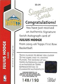 2005-06 Topps First Row - Signature Swish #SS-JH Julius Hodge Back