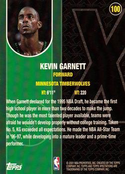 2001-02 Topps Xpectations #100 Kevin Garnett Back