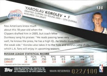 2005-06 Topps Luxury Box - Main Reserved #135 Yaroslav Korolev Back