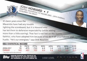 2005-06 Topps Luxury Box - Loge Level #5 Josh Howard Back