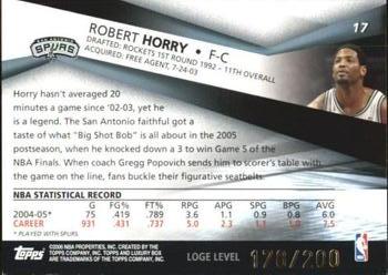 2005-06 Topps Luxury Box - Loge Level #17 Robert Horry Back