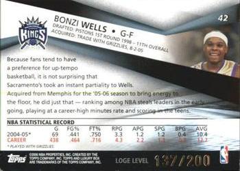 2005-06 Topps Luxury Box - Loge Level #42 Bonzi Wells Back