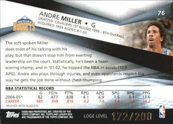 2005-06 Topps Luxury Box - Loge Level #76 Andre Miller Back
