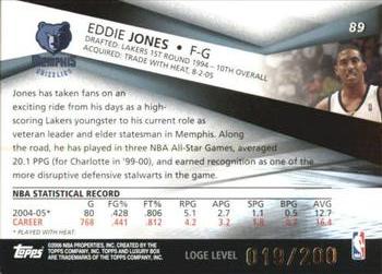 2005-06 Topps Luxury Box - Loge Level #89 Eddie Jones Back