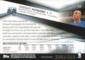 2005-06 Topps Luxury Box - Mezzanine #12 Dwight Howard Back