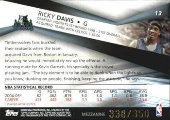 2005-06 Topps Luxury Box - Mezzanine #13 Ricky Davis Back