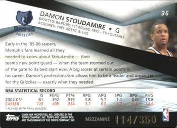 2005-06 Topps Luxury Box - Mezzanine #36 Damon Stoudamire Back