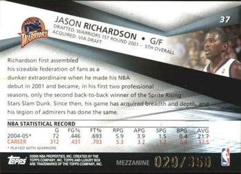 2005-06 Topps Luxury Box - Mezzanine #37 Jason Richardson Back