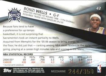 2005-06 Topps Luxury Box - Mezzanine #42 Bonzi Wells Back