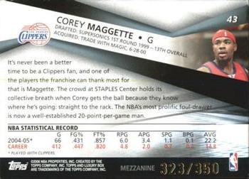 2005-06 Topps Luxury Box - Mezzanine #43 Corey Maggette Back