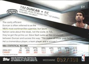 2005-06 Topps Luxury Box - Mezzanine #51 Tim Duncan Back