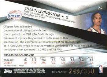 2005-06 Topps Luxury Box - Mezzanine #79 Shaun Livingston Back