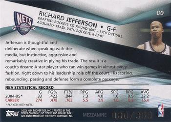 2005-06 Topps Luxury Box - Mezzanine #80 Richard Jefferson Back