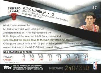 2005-06 Topps Luxury Box - Mezzanine #87 Kirk Hinrich Back