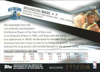 2005-06 Topps Luxury Box - Mezzanine #106 Brandon Bass Back