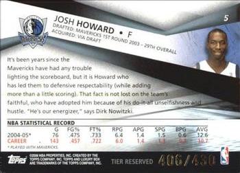 2005-06 Topps Luxury Box - Tier Reserved #5 Josh Howard Back