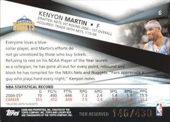 2005-06 Topps Luxury Box - Tier Reserved #6 Kenyon Martin Back