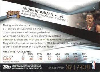 2005-06 Topps Luxury Box - Tier Reserved #9 Andre Iguodala Back