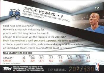 2005-06 Topps Luxury Box - Tier Reserved #12 Dwight Howard Back