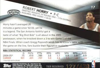 2005-06 Topps Luxury Box - Tier Reserved #17 Robert Horry Back