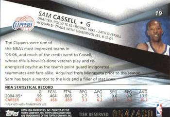 2005-06 Topps Luxury Box - Tier Reserved #19 Sam Cassell Back