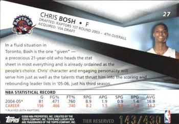 2005-06 Topps Luxury Box - Tier Reserved #27 Chris Bosh Back