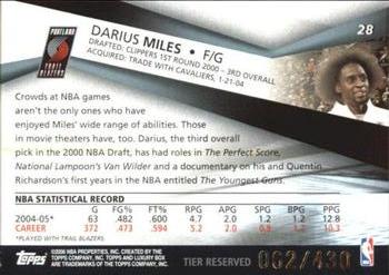 2005-06 Topps Luxury Box - Tier Reserved #28 Darius Miles Back