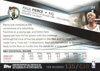 2005-06 Topps Luxury Box - Tier Reserved #34 Paul Pierce Back