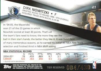 2005-06 Topps Luxury Box - Tier Reserved #41 Dirk Nowitzki Back