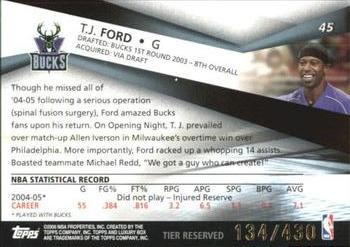 2005-06 Topps Luxury Box - Tier Reserved #45 T.J. Ford Back