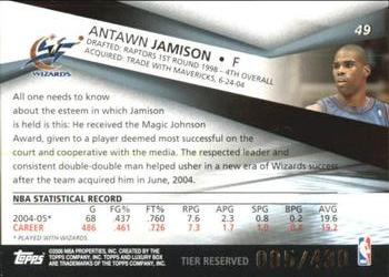 2005-06 Topps Luxury Box - Tier Reserved #49 Antawn Jamison Back