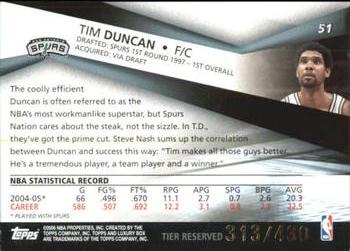 2005-06 Topps Luxury Box - Tier Reserved #51 Tim Duncan Back