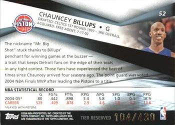 2005-06 Topps Luxury Box - Tier Reserved #52 Chauncey Billups Back