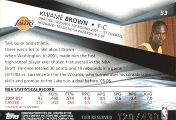 2005-06 Topps Luxury Box - Tier Reserved #53 Kwame Brown Back